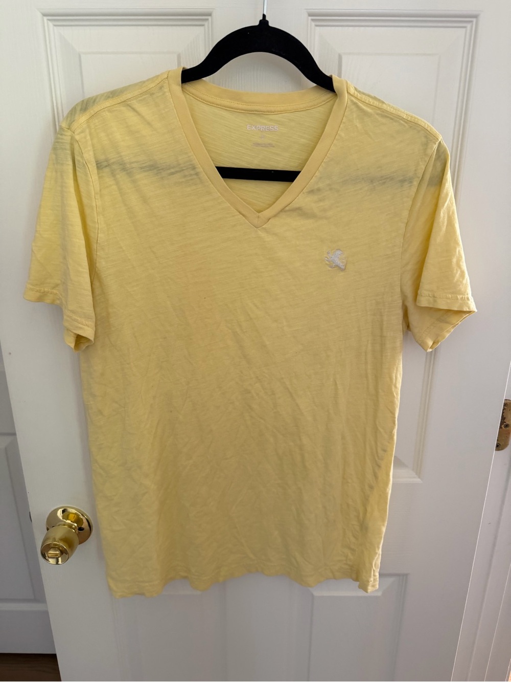 Men's Express Yellow V-Neck Tee Shirt Size Medium